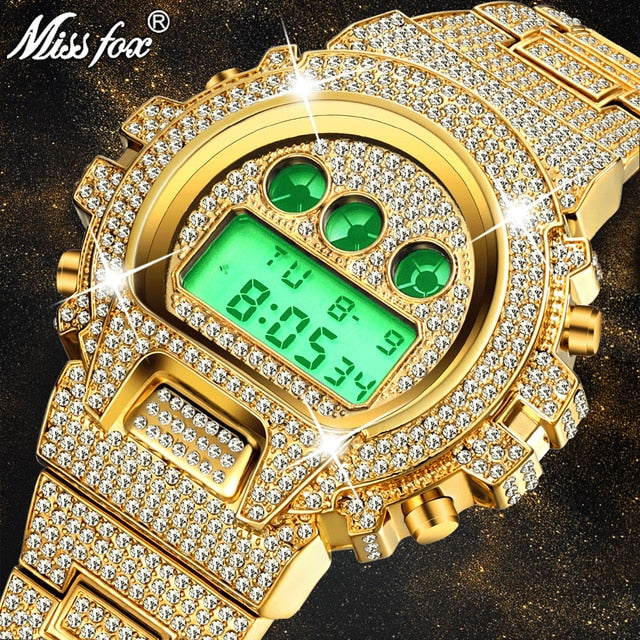 Digitale diamanten Quartz polshorloge