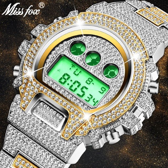 Digitale diamanten Quartz polshorloge
