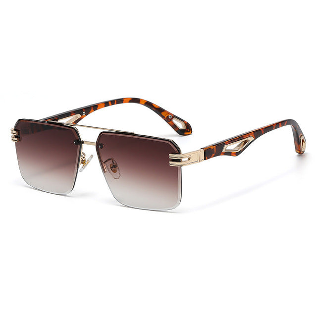 Oversized Rimless square sunglasses