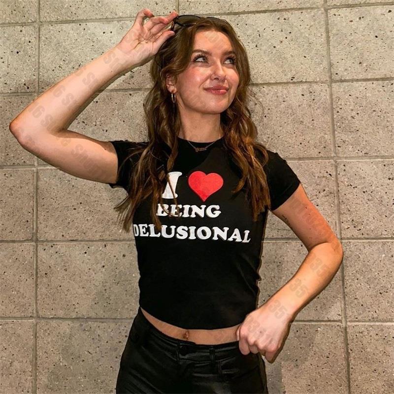 Letter Print Crop Tops