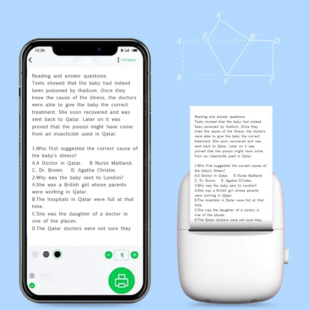 Bluetooth-Compatible Mini Thermal Printer