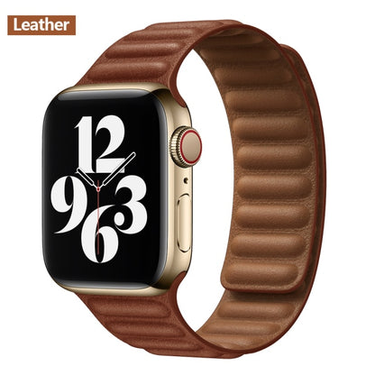 Leather Link Magnetic Loop Bracelet voor iWatch Series - Stijlvolle Luxe voor Jouw Pols