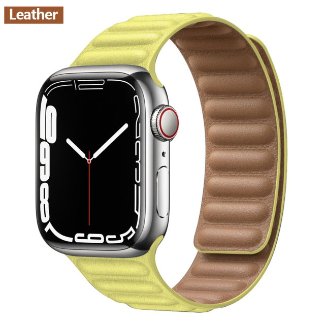 Leather Link Magnetic Loop Bracelet voor iWatch Series - Stijlvolle Luxe voor Jouw Pols