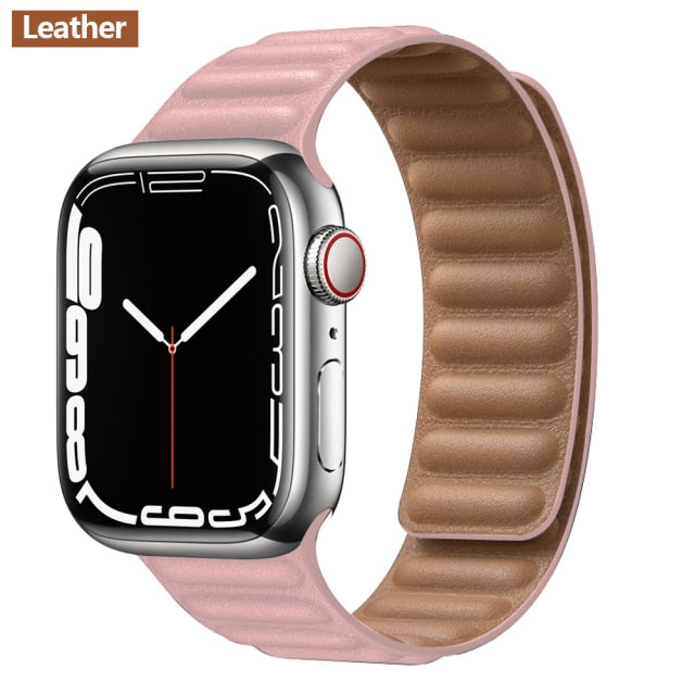 Leather Link Magnetic Loop Bracelet voor iWatch Series - Stijlvolle Luxe voor Jouw Pols