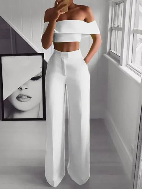 Set van cropped top en lange broek