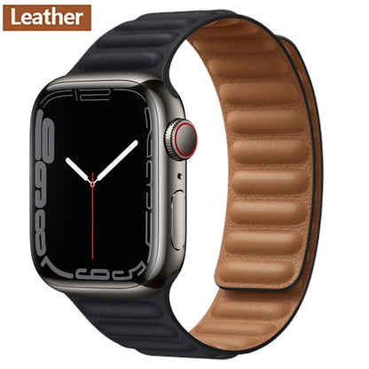 Leather Link Magnetic Loop Bracelet voor iWatch Series - Stijlvolle Luxe voor Jouw Pols