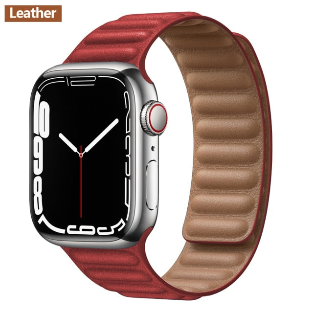 Leather Link Magnetic Loop Bracelet voor iWatch Series - Stijlvolle Luxe voor Jouw Pols