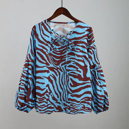 Zebra damesblouse met V-hals