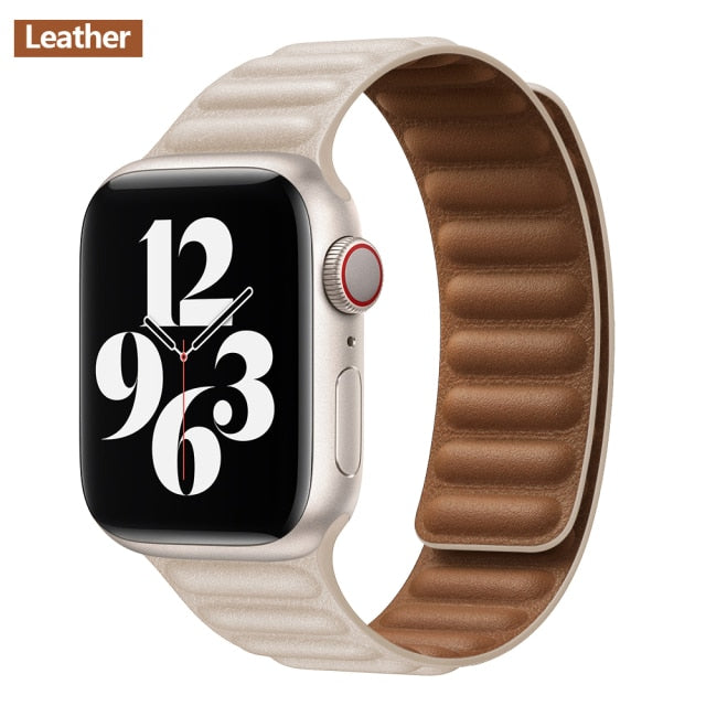 Leather Link Magnetic Loop Bracelet voor iWatch Series - Stijlvolle Luxe voor Jouw Pols