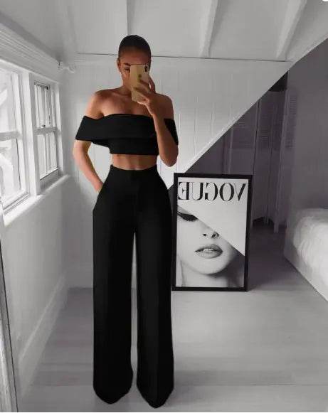 Set van cropped top en lange broek