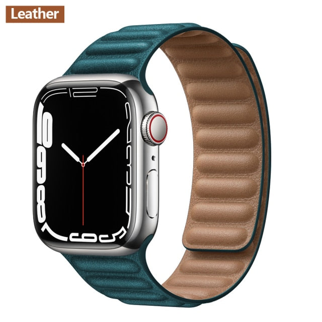 Leather Link Magnetic Loop Bracelet voor iWatch Series - Stijlvolle Luxe voor Jouw Pols