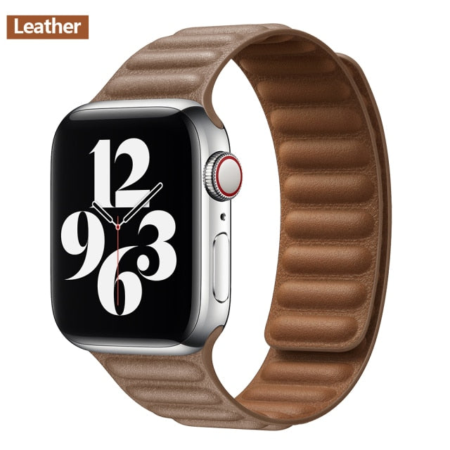 Leather Link Magnetic Loop Bracelet voor iWatch Series - Stijlvolle Luxe voor Jouw Pols