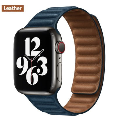 Leather Link Magnetic Loop Bracelet voor iWatch Series - Stijlvolle Luxe voor Jouw Pols