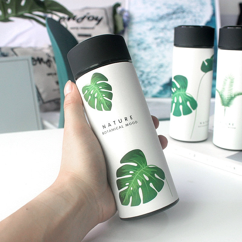 Witte Monstera roestvrijstalen thermische waterfles voor thee, koffie en Termos Tumbler thermosflessen