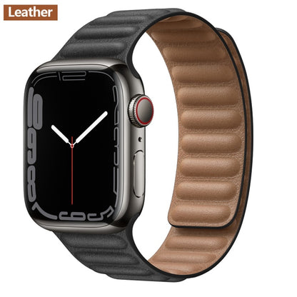 Leather Link Magnetic Loop Bracelet voor iWatch Series - Stijlvolle Luxe voor Jouw Pols