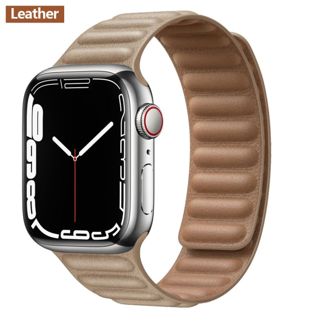 Leather Link Magnetic Loop Bracelet voor iWatch Series - Stijlvolle Luxe voor Jouw Pols