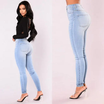 Skinny denimjeans met hoge taille