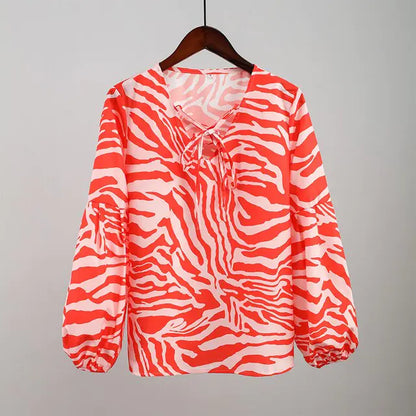 Zebra damesblouse met V-hals