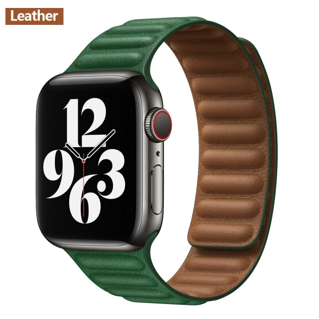 Leather Link Magnetic Loop Bracelet voor iWatch Series - Stijlvolle Luxe voor Jouw Pols