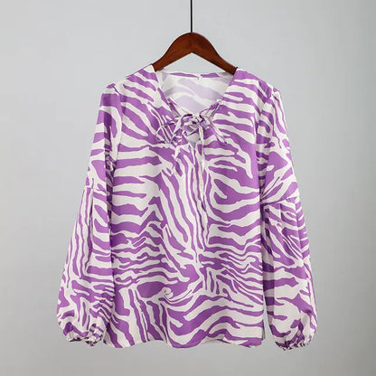 Zebra damesblouse met V-hals