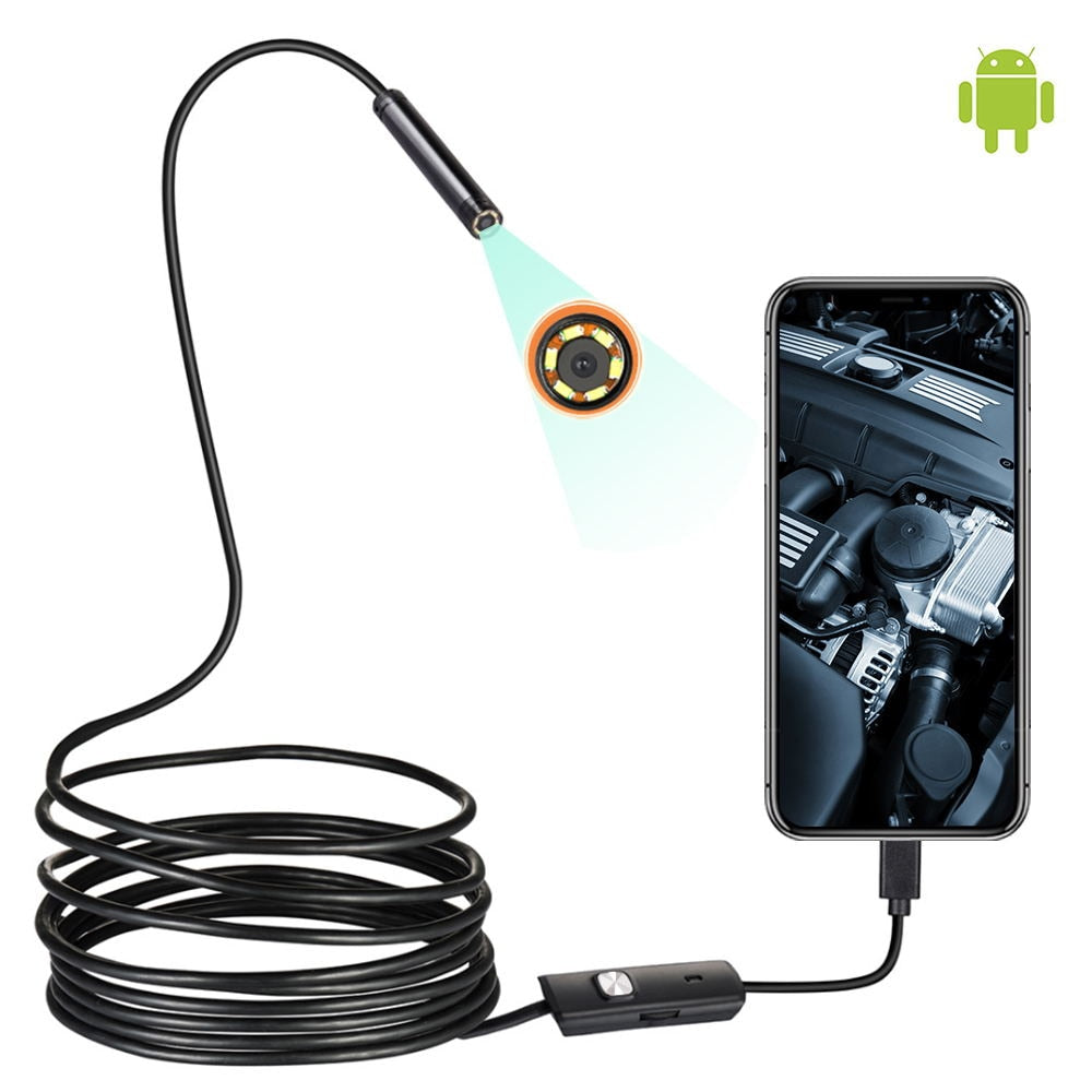 LED Endoscoopcamera voor in de Auto - Waterdicht, Verstelbare Draad, 6 LED's, Android Type-C USB