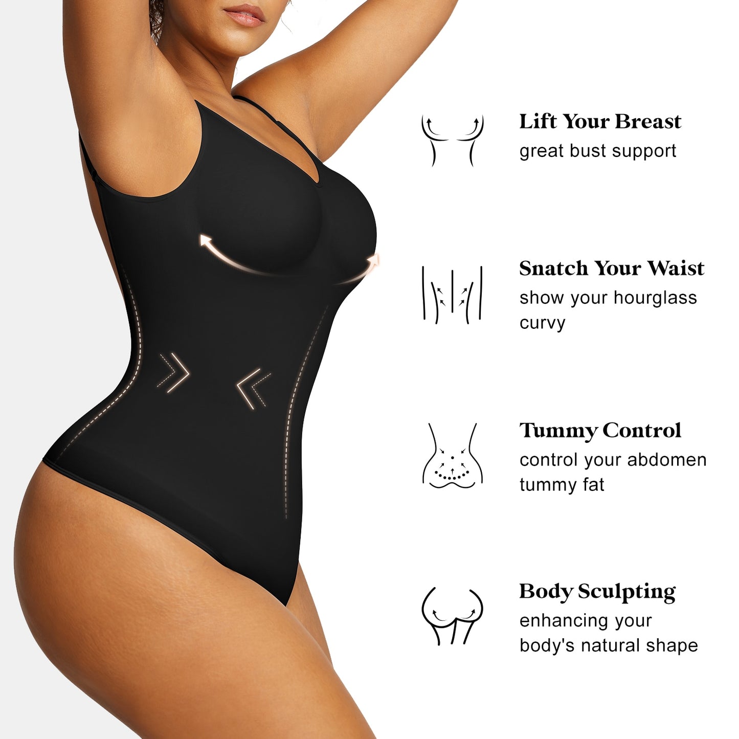 Shapewear. Naadloze corrigerend hoog uitgesneden bodysuit