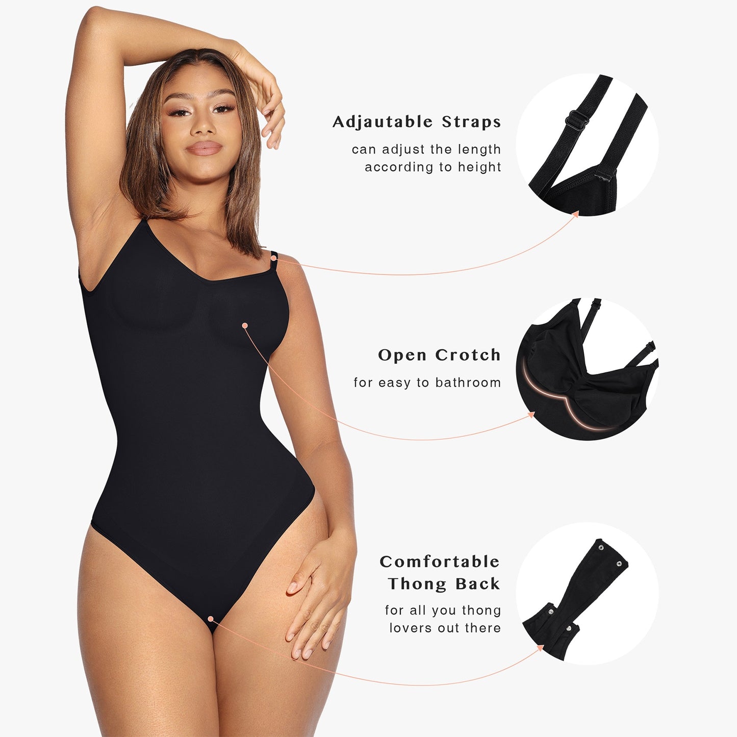 Shapewear. Naadloze corrigerend hoog uitgesneden bodysuit