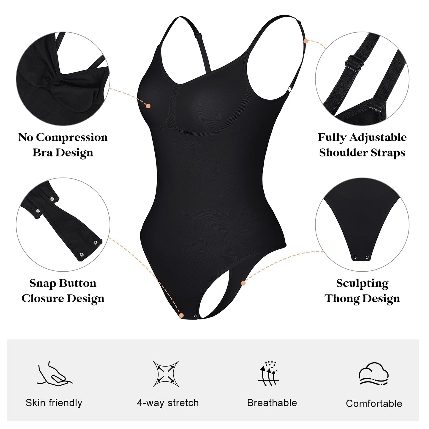 Shapewear. Naadloze corrigerend hoog uitgesneden bodysuit