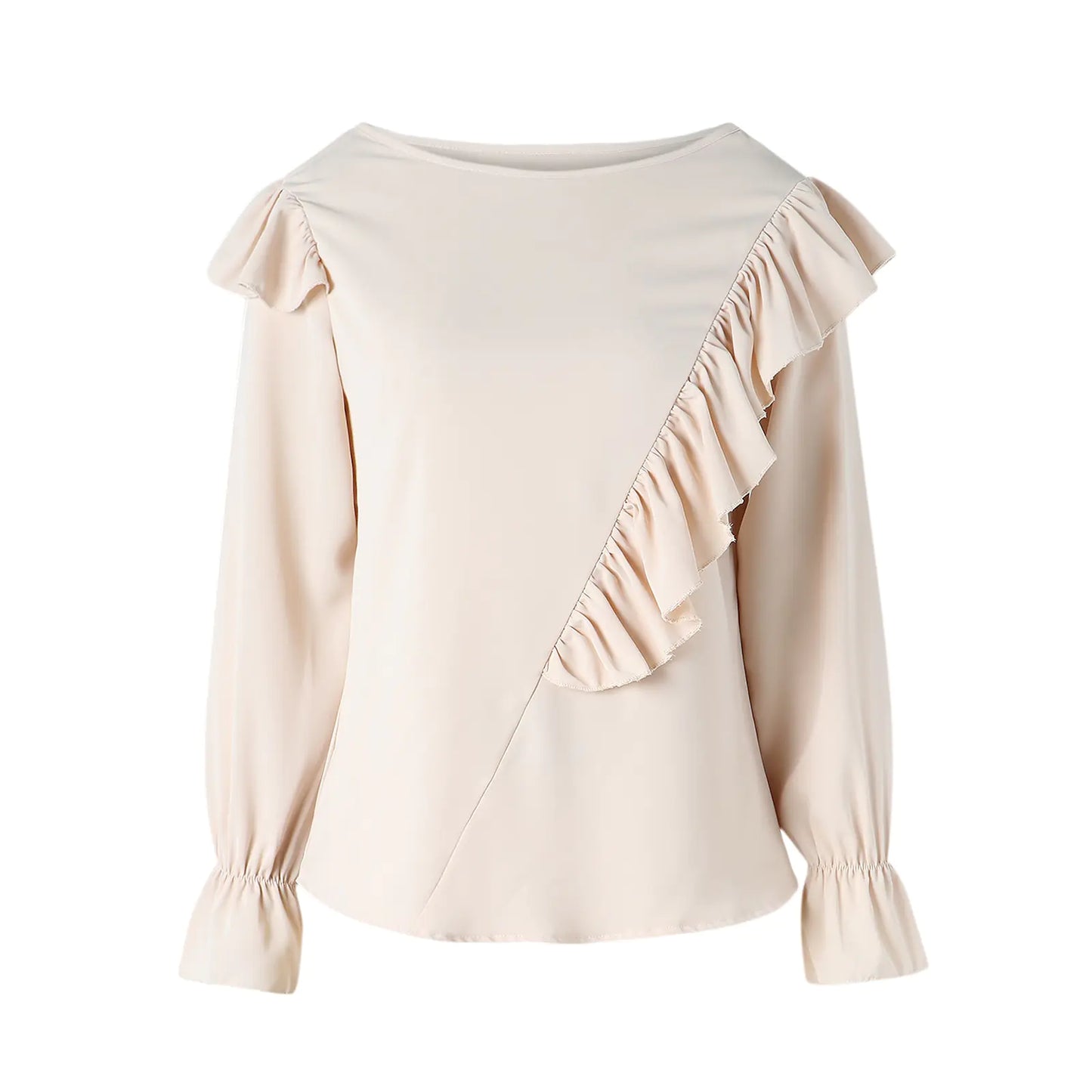 Dames ruches O-hals blouse