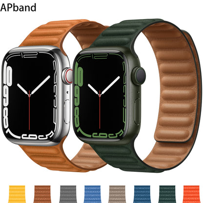 Leather Link Magnetic Loop Bracelet voor iWatch Series - Stijlvolle Luxe voor Jouw Pols