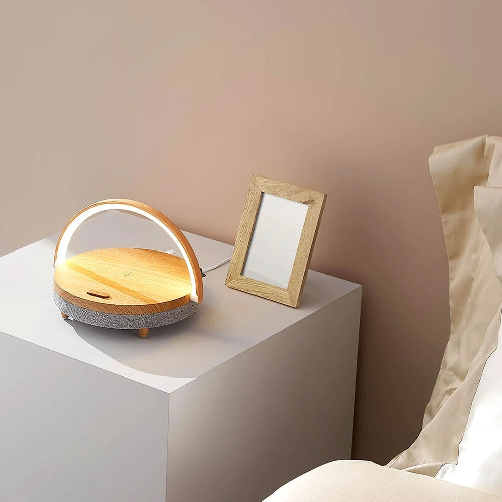 Wireless charging and music table lamp