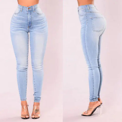 Skinny denimjeans met hoge taille