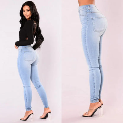 Skinny denimjeans met hoge taille