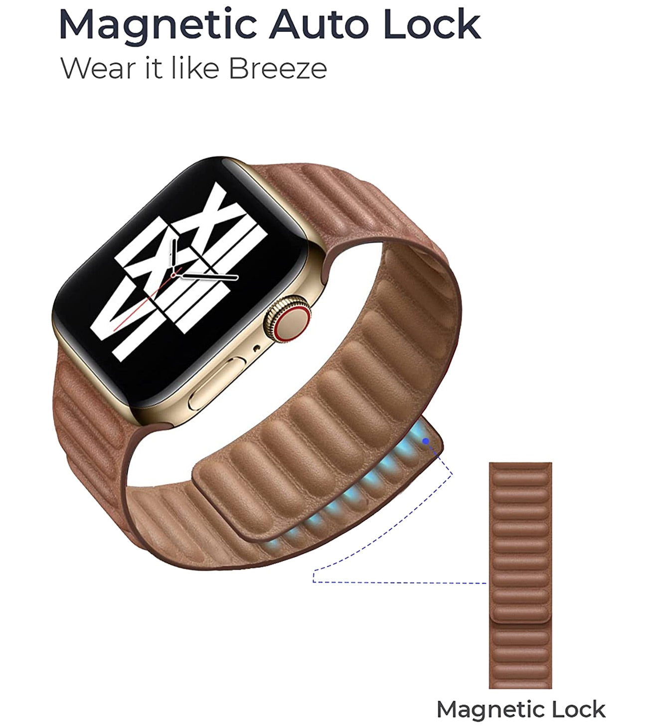 Leather Link Magnetic Loop Bracelet voor iWatch Series - Stijlvolle Luxe voor Jouw Pols