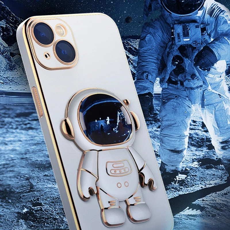 Iphone 3D Astronaut Telefoonhoes met Houder - Innovatieve Bescherming voor iPhone 14, 13, 12, 11 Pro Max, XR, XS, 7, 8 Plus, SE 2022