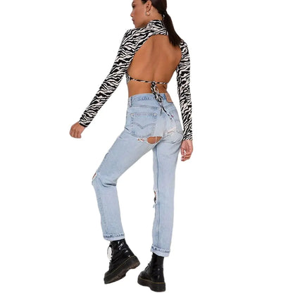 Crop top met drakenprint