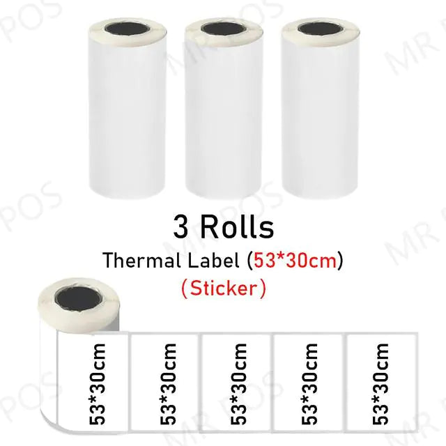 3 Rolls Thermal Paper Sticker Label