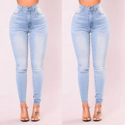 Skinny denimjeans met hoge taille